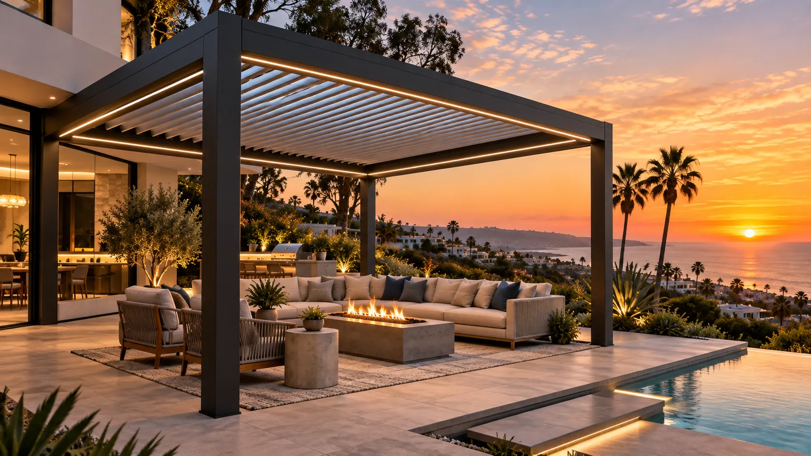 Combination patio cover with solid and lattice sections